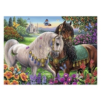 Horses in Garden - Paint by Numbers Canvas Art Work DIY 40cm x 50cm