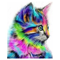 Bright Cat Side View Abstract - Paint by Numbers Canvas Art Work DIY 40cm x 50cm
