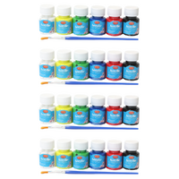 4x Acrylic Paints 6 Colour Sets 25ml Tubs Intro Includes Brush Art