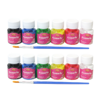 2x Gouache Paints 6 Colour Sets 25ml Tubs Intro Includes Brush Art