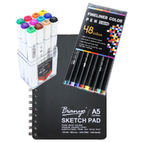 Value Deal 48pce Fine Liner Pens, Alcohol Markers and Sketch Pad Gift Bundle