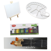 Value Deal 33pce Oil Paint Intro Set Kit Paints, Round & Flat Brushes, Large Palette