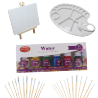 Value Deal 33pce Watercolour Paint Intro Set Kit Paints, Round & Flat Brushes, Palette