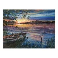 Sunset Lake Row Boat Paint by Numbers Canvas Art Work DIY 40cm x 50cm