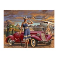 Vintage Car at Airport Paint by Numbers Canvas Art Work DIY 40cm x 50cm