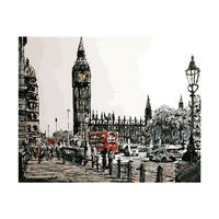 Big Ben London Red Bus Paint by Numbers Canvas Art Work DIY 40cm x 50cm