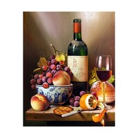 Fruit and Wine Paint by Numbers Canvas Art Work DIY 40cm x 50cm