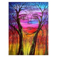 Mystical Lady in Trees Landscape Paint by Numbers Canvas Art Work DIY 40cm x 50cm