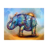 Mystical Rainbow Elephant and Sun Paint by Numbers Canvas Art Work DIY 40cm x 50cm
