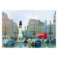 London Streets with Red Bus Paint by Numbers Canvas Art Work DIY 40cm x 50cm