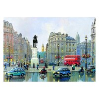 London Streets with Red Bus Paint by Numbers Canvas Art Work DIY 40cm x 50cm