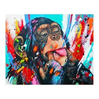 Rainbow Chimpanzee with Tongue Out Paint by Numbers Canvas Art Work DIY 40cm x 50cm