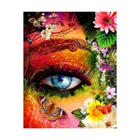Mystical Rainbow Face Floral Eye Paint by Numbers Canvas Art Work DIY 40cm x 50cm