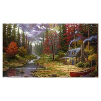 Autumn Forest with Stream Paint by Numbers Canvas Art Work DIY 40cm x 50cm