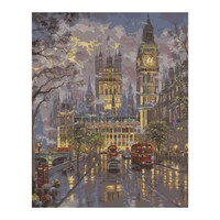 London Big Ben Streetscape Paint by Numbers Canvas Art Work DIY 40cm x 50cm