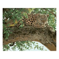 Tiger Resting in Tree Paint by Numbers Canvas Art Work DIY 40cm x 50cm