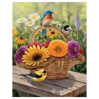 Basket of Flowers Paint by Numbers Canvas Art Work DIY 40cm x 50cm