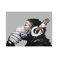 Funky Monkey Headphones Paint by Numbers Canvas Art Work DIY 40cm x 50cm