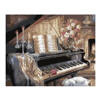 Grand Piano Styled Room Paint by Numbers Canvas Art Work DIY 40cm x 50cm