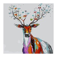 Rainbow Deer Paint by Numbers Canvas Art Work DIY 40cm x 50cm