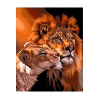 Lion and Lionesses Paint by Numbers Canvas Art Work DIY 40cm x 50cm