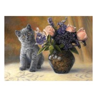 Kitten with Flowers Diamond Art Painting Kit Set DIY 40cm x 50cm