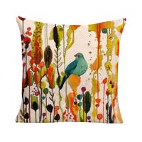Green Bird Cushion Cover (No Insert) 45cm Japanese Inspired Design