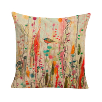 Abstract Bird on Flower Cushion Cover (No Insert) 45cm Japanese Inspired Design