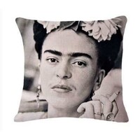 Frida Kahlo Black and White Cushion Cover (No Insert) 45cm Mexican Inspired Design