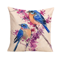 Blue Birds Cushion Cover (Insert Included) 45cm Japanese Inspired Design