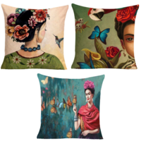 3pce Set of Animal Frida Kahlo Cushions 45cm Mexican Inspired Design Bundle