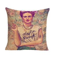 Frida Kahlo Daft Punk Cigarette Cushion Cover (Insert Included) 45cm Mexican Inspired Design