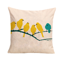 Birds Perching Cushion Cover (Insert Included) 45cm Japanese Inspired Design