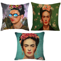 3pce Set of Frida Kahlo Face Cushions 45cm Mexican Inspired Design Bundle