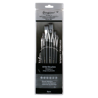 6pce Flat Tip Silver Glitter Paint Brushes, Acrylic, Watercolour, Tempera Artist Set Reusable