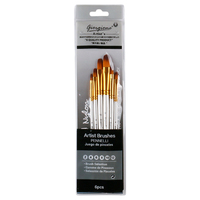 6pce Flat Shader Tip Nylon Paint Brush Set White Handle, Acrylic, Watercolour, Tempera Reusable