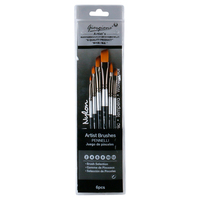 6pce Oblique Angular Tip/Peak Nylon Paint Brushes Acrylic, Watercolour, Tempera Reusable