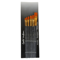 6pce Flat Tip/Peak Paint Brushes Set Clear Handles for Acrylic, Watercolour, Tempera Reusable Nylon