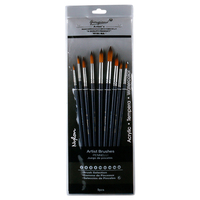 9pce Paint Brushes Set Round Tip Nylon Blue Handles Acrylic, Watercolour, Tempera
