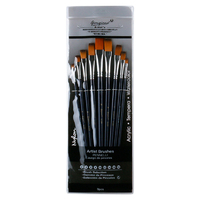 9pce Paint Brushes Set Flat Tip Nylon Big Variety Acrylic, Watercolour, Tempera