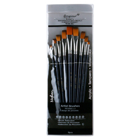 9pce Sets of Flat Tip Nylon Paint Brushes Big Variety Acrylic, Watercolour, Tempera