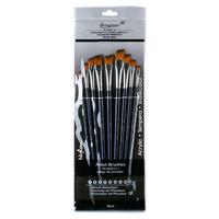 9pce Paint Brush Set Oblique/Angular Tip Nylon Acrylic, Watercolour, Tempera Reusable Artist
