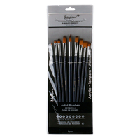 9pce Set of Multi-Functional Nylon Paint Brushes Mixed Tips Acrylic, Watercolour, Tempera