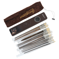 11pce Paint Brush Set Long Wooden Handles Mixed Tips Artist Quality in Velvet Gift Bag and Metal Box