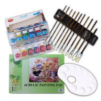 Acrylic & Gouache Painting Art Kit with Premium Brushes, A4 Paper, Palette Set