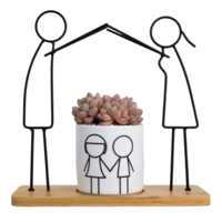 1pce 25cm Family Complete Metal and Ceramic Pot Planter Herbs Succulents