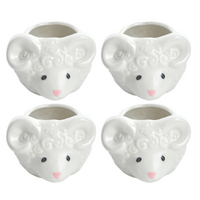 4x Mouse Ceramic Pot Set 9cm Planter Glazed Flowers, Succulents, Herbs