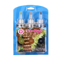 3pce Tie Dye Colours Tubes 120ml Olive, Brown Black Pack DIY Art Set Clothes Camo
