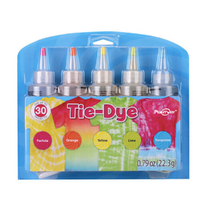 5pce Tie Dye Colours Tubes 120ml Fuchsia, Orange, Yellow, Lime, Turquoise Pack DIY Art Set