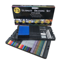 75pce Ultimate Drawing Set Colour, Graphite, Metallic, Watercolour, Charcoalย Pencils inย Gift Pack Bundle